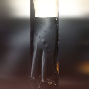 Cubana 100% silk black bias cut maxi skirt XS